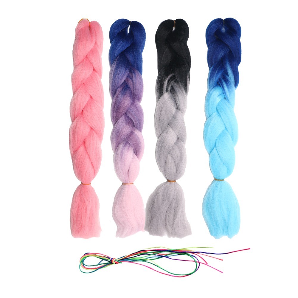 4Pcs 24″ Colored Braiding Hair Extensions +24Pcs Multi-color Hair Rope for Women