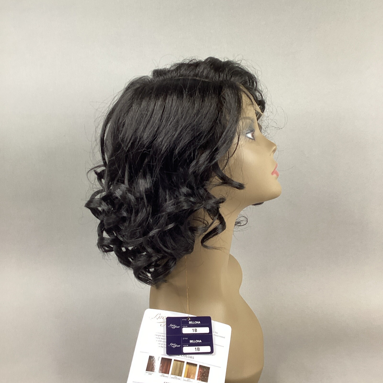 Bellona 12” #1B Off Black Wavy Synthetic Lace Front Wig by Outre Side Part