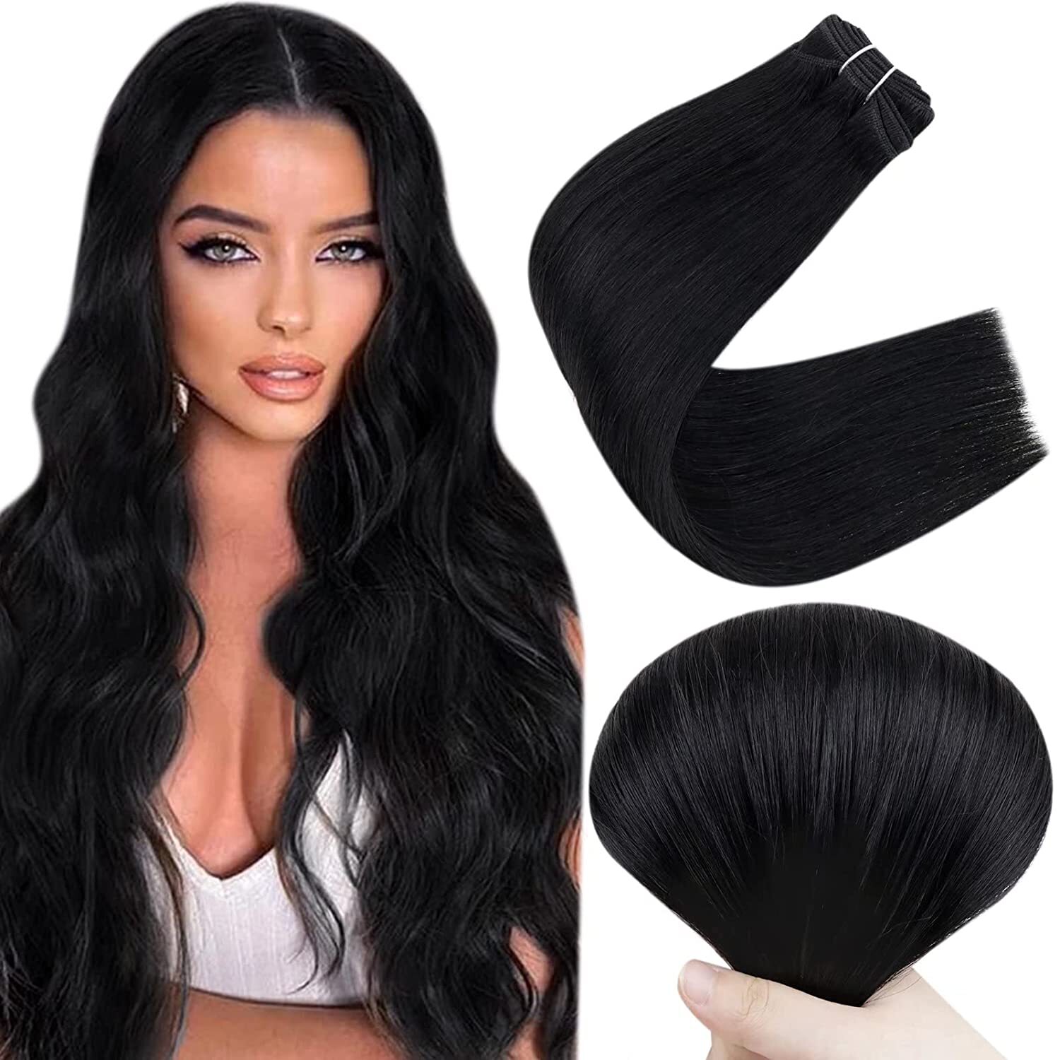 Double Weft Human Hair Extensions 100% Remy Russian Sew In Hair Full Head 100g