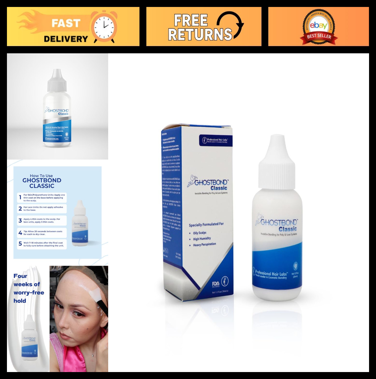 Invisible Wig Bonding Glue – 1.3oz Waterproof, Non-Toxic Adhesive for Wigs & Tou