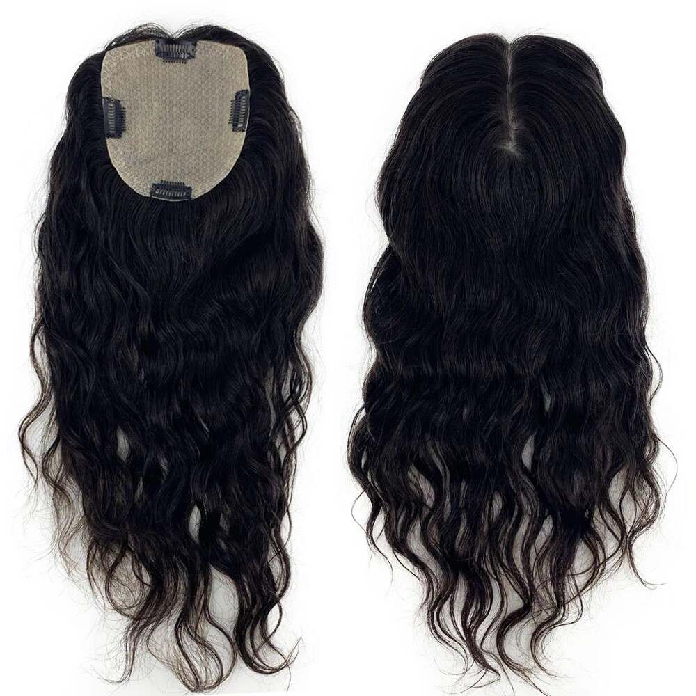 Dark Brown Silk Base Topper Human Hair Women Silk Top Hair Piece for Hair Loss