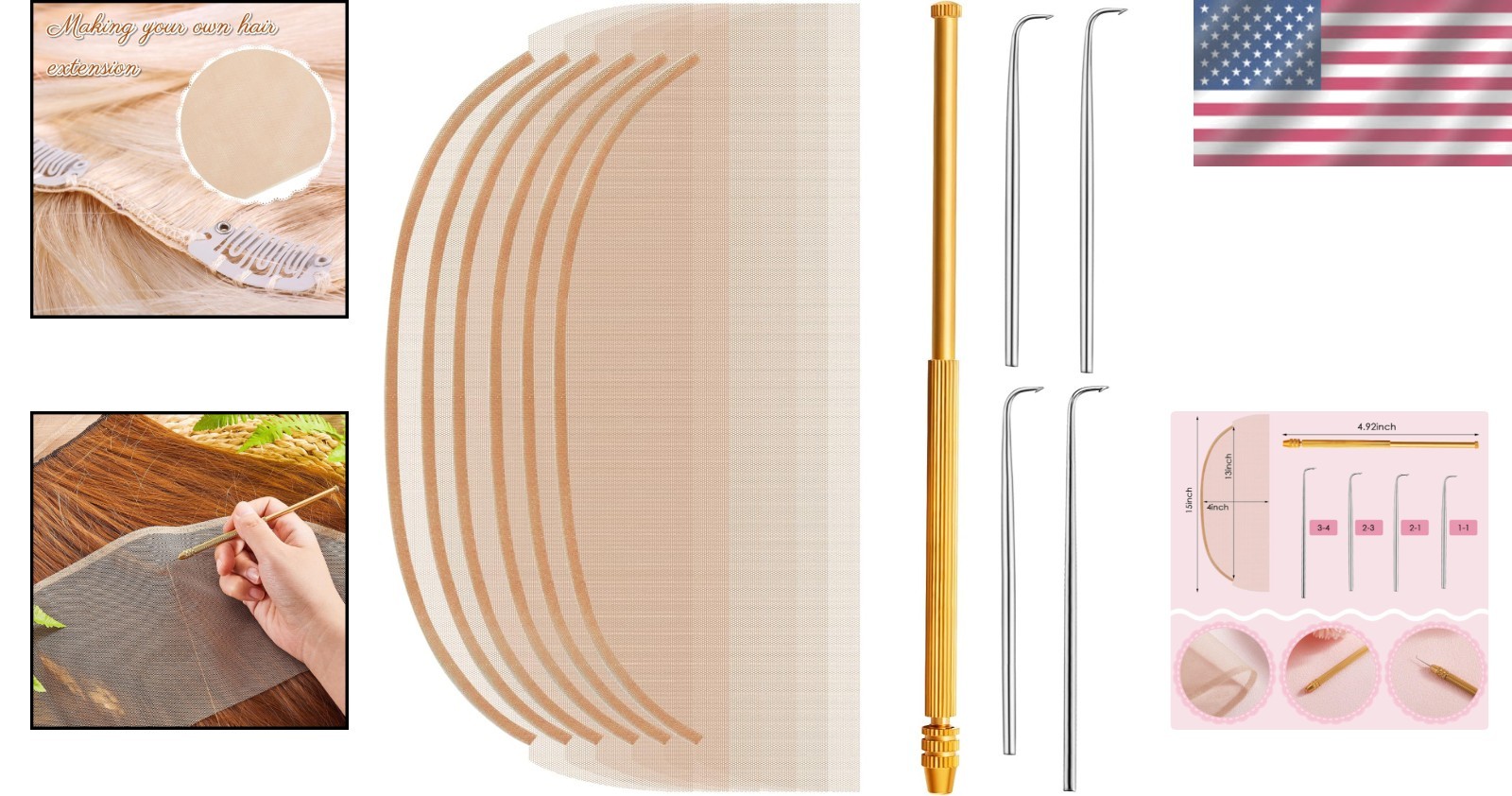 Beginner-Friendly Swiss Lace Wig Kit – Ventilating Needles
