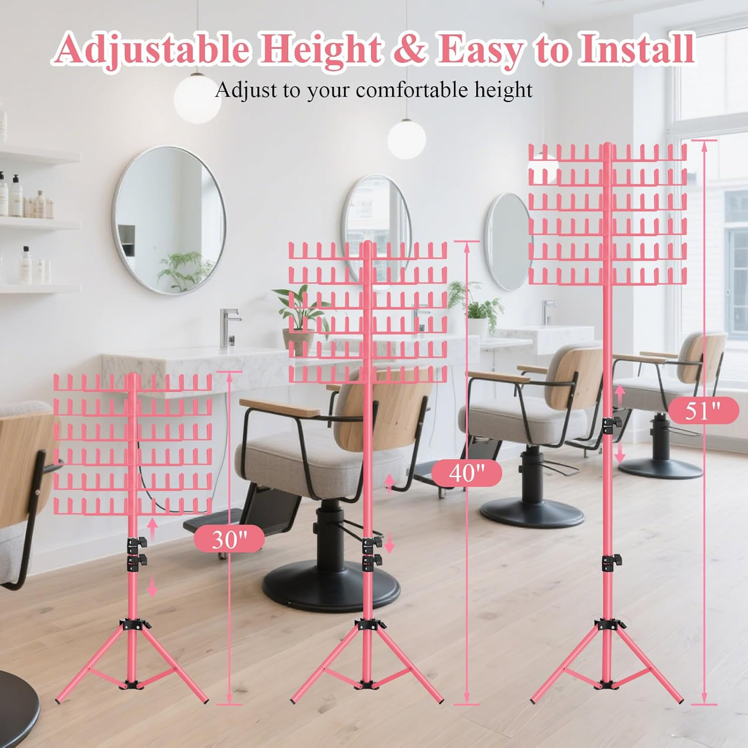 144 Peg Braiding Hair Rack Stand Adjustable Double Sided Hair Extension Holder