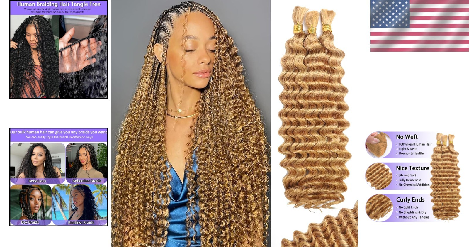 Brazilian Remy Curly Human Hair for Boho Braids