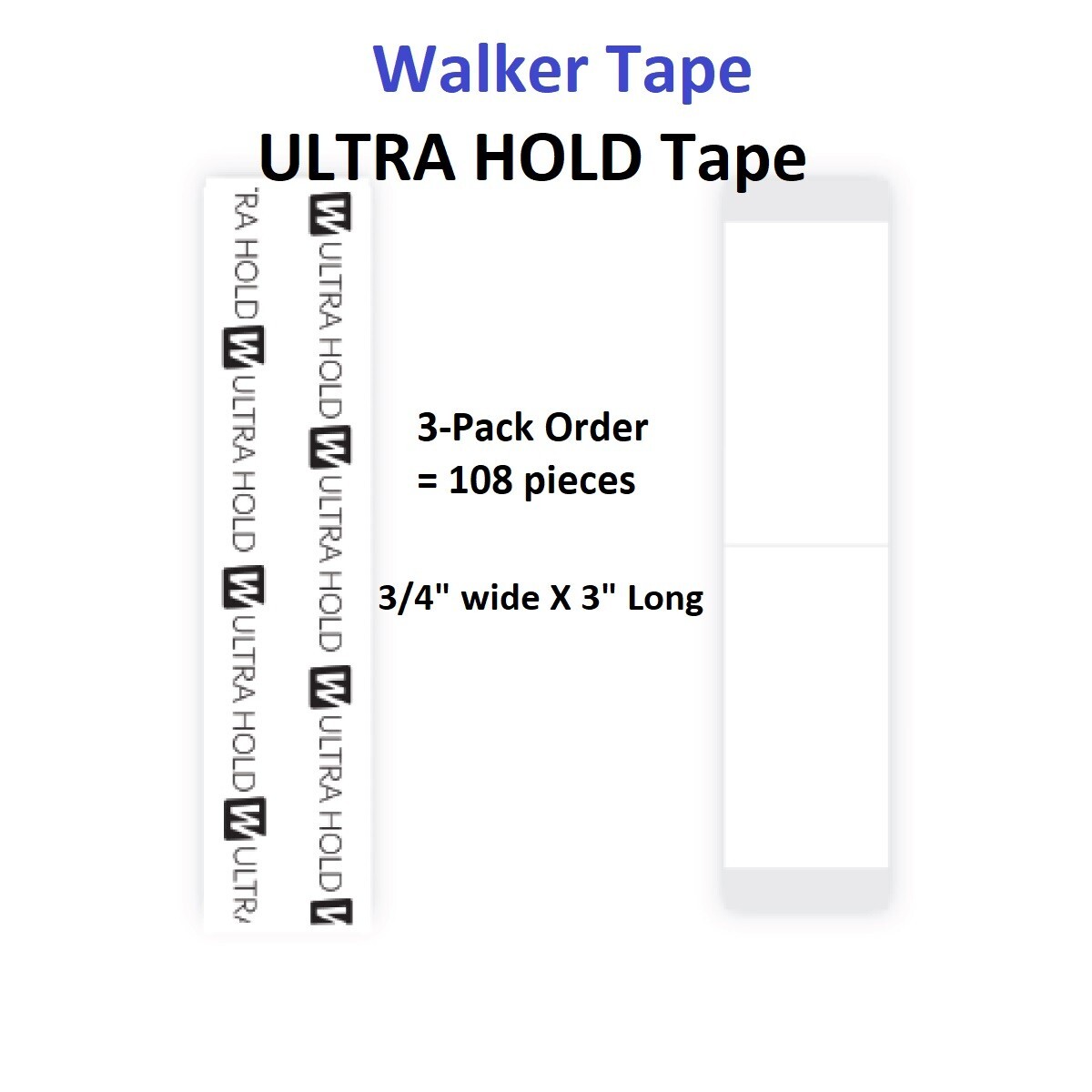 Ultra Hold Tape by Walker Tape Co 3/4 inch wide 3 packs = 108 pieces