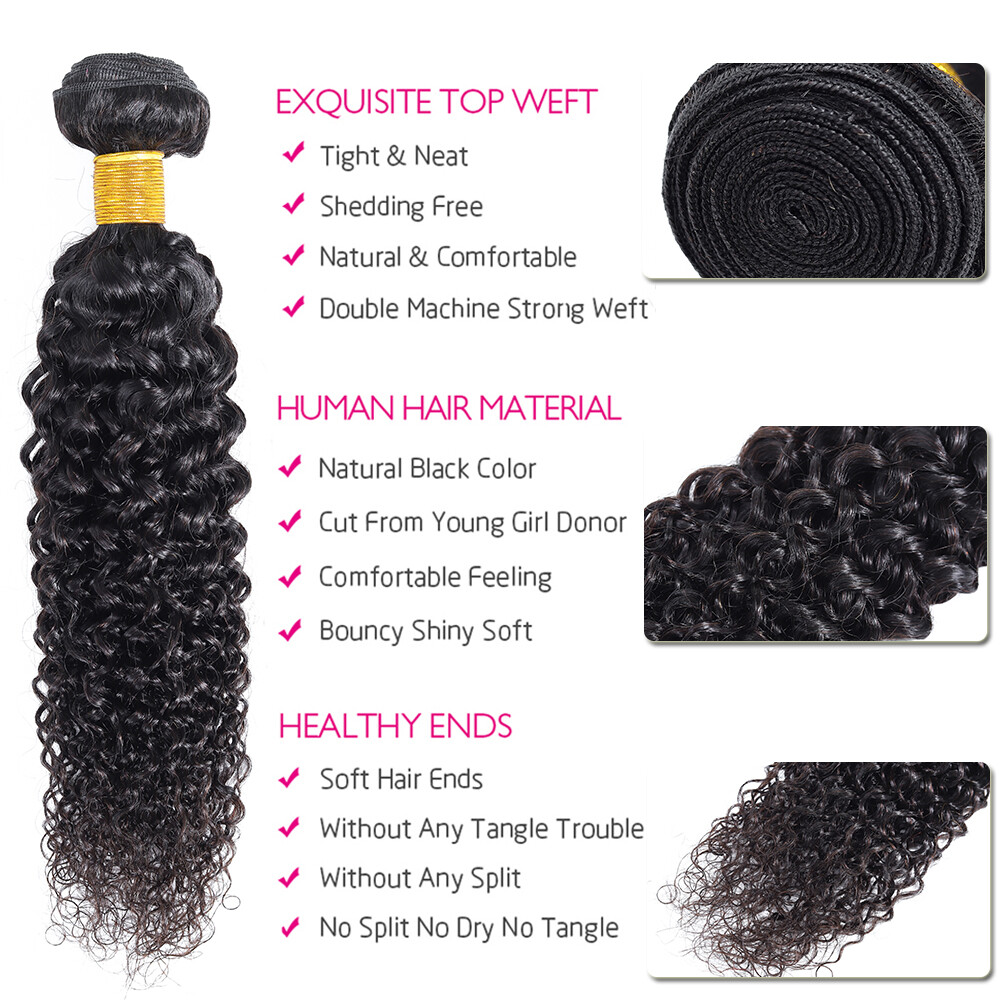 Jerry Curl Black Color 1B Brazilian 100 Human Virgin Hair Weave 1 or 3 Bundles