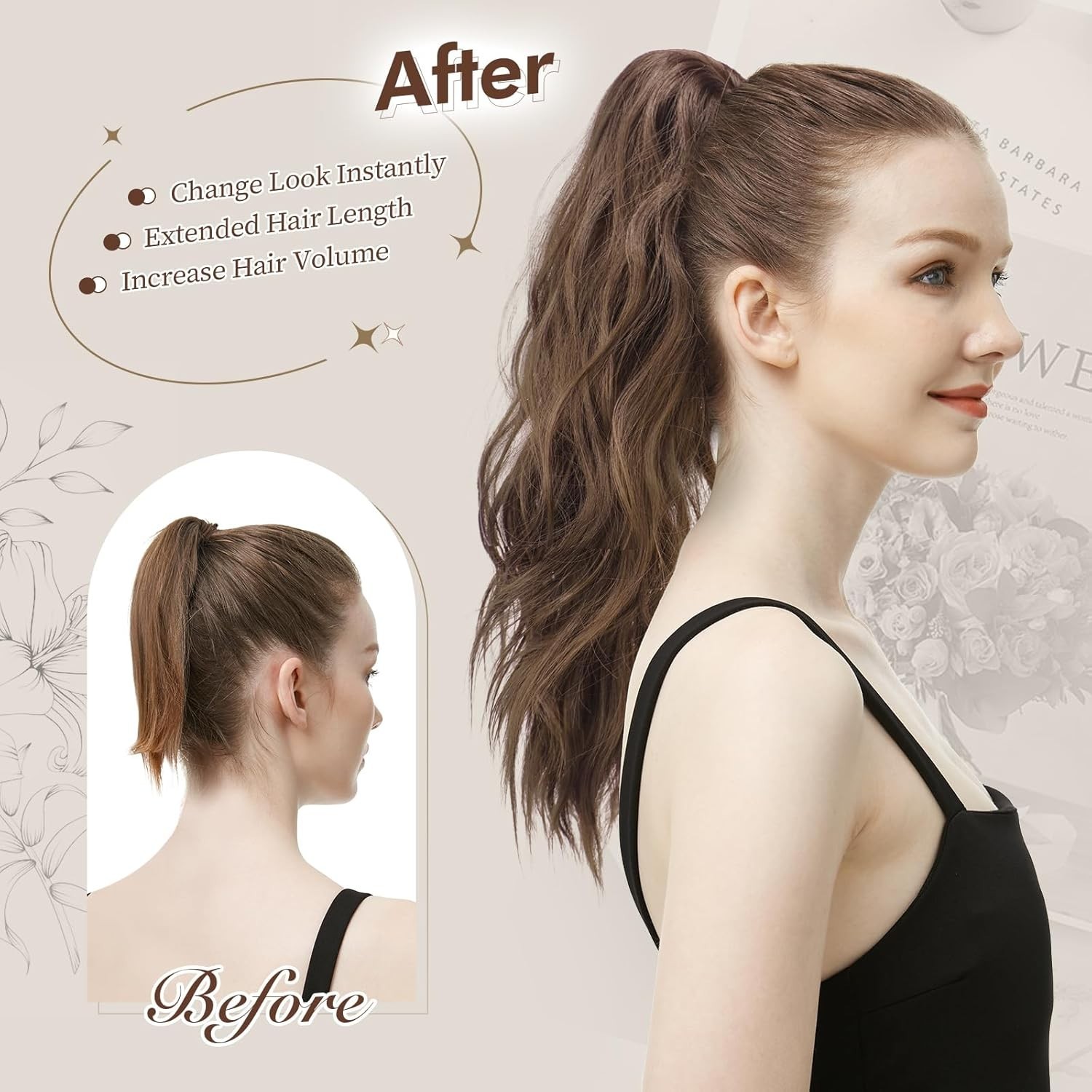Effortless 20-Inch Wavy Ponytail Extension – Claw Clip Design for All Ages