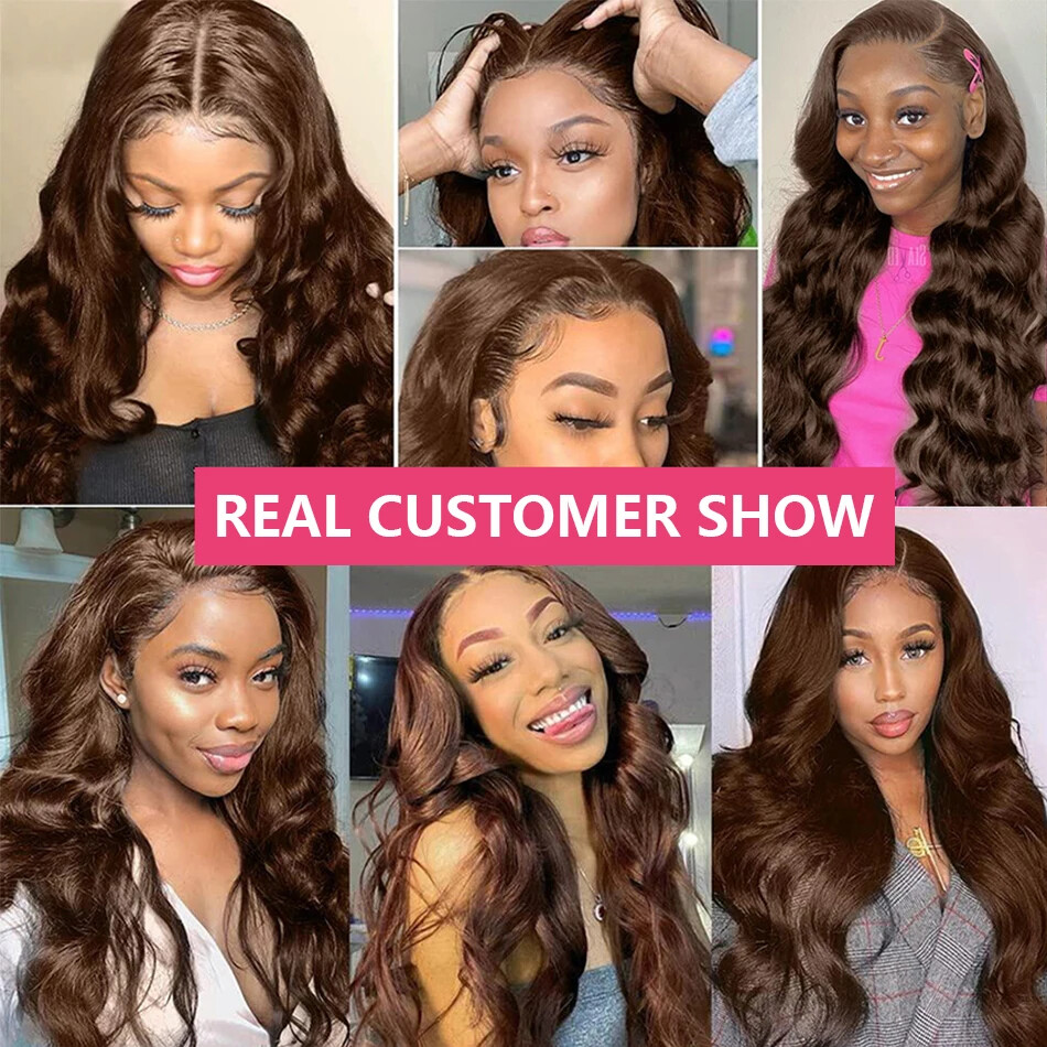 HD 13×6 Brown Body Wave Lace Front Wig 13×4 360 Lace Frontal Wig Human Hair