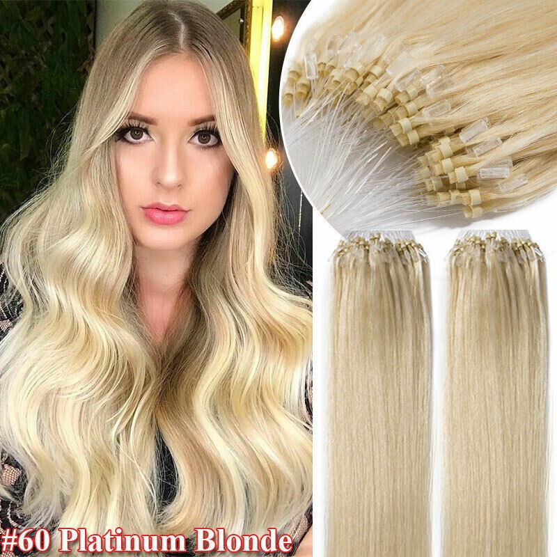Micro Bead Loop Hair Extensions 100% Remy Human Hair Micro Rings Balayage Ombre