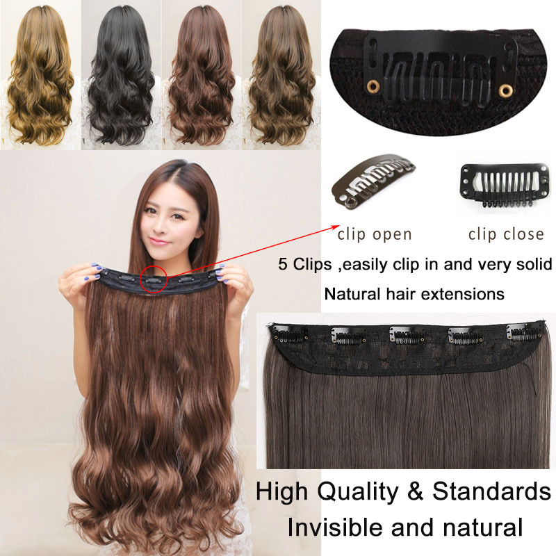 Real Thick AS Human Hair 1Piece Full Head Clip In Hair Extensions Straight Wavy