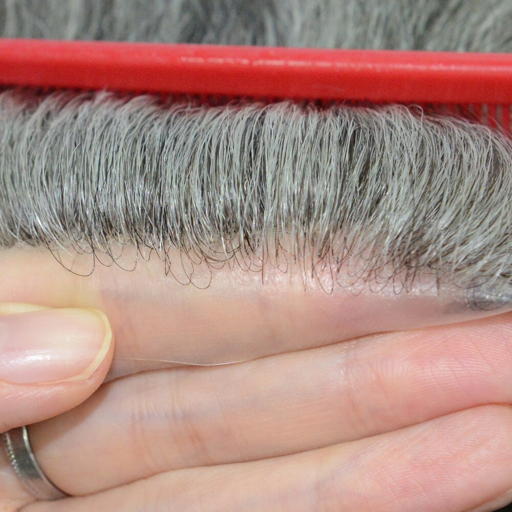 Mens Human Hair Wigs Full Thin Skin Wigs Human Hair System Medium Size 6” #1B65