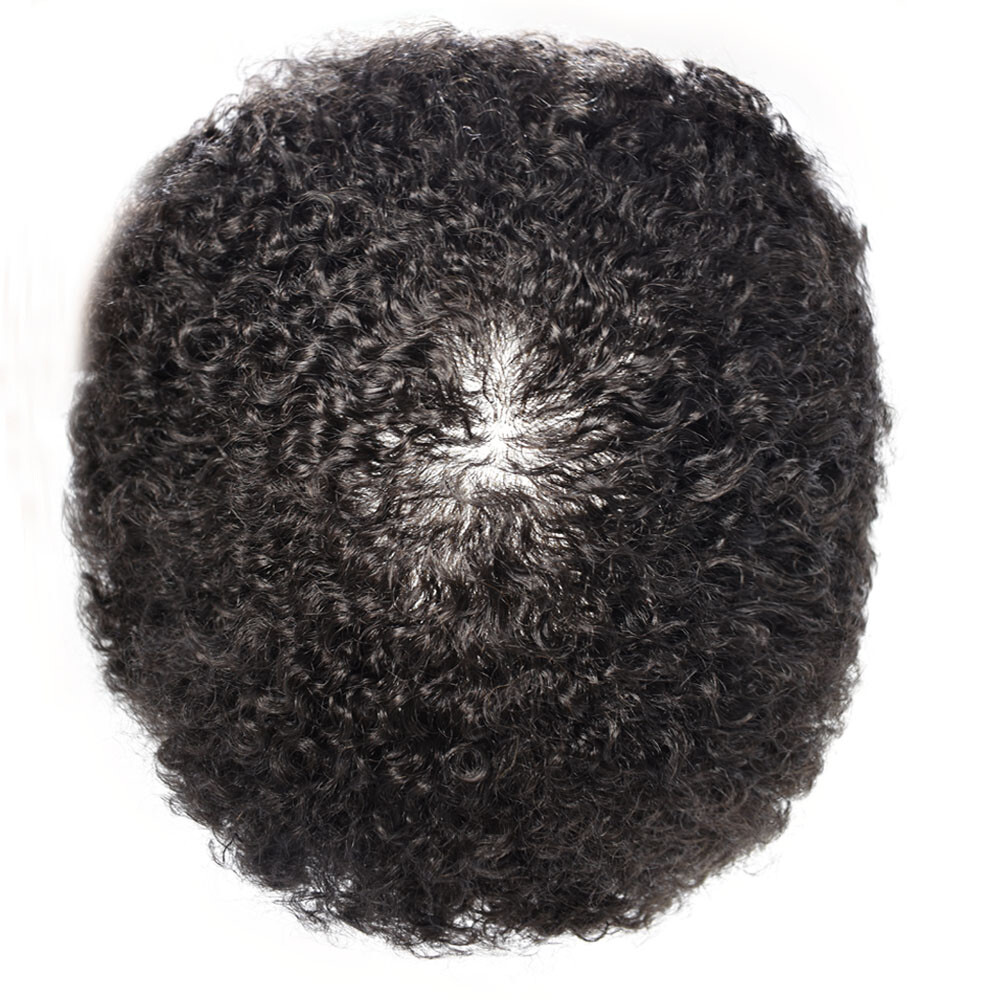 Hair Units for Black Men Afro Curly Toupee African American Men Human Hairpiece