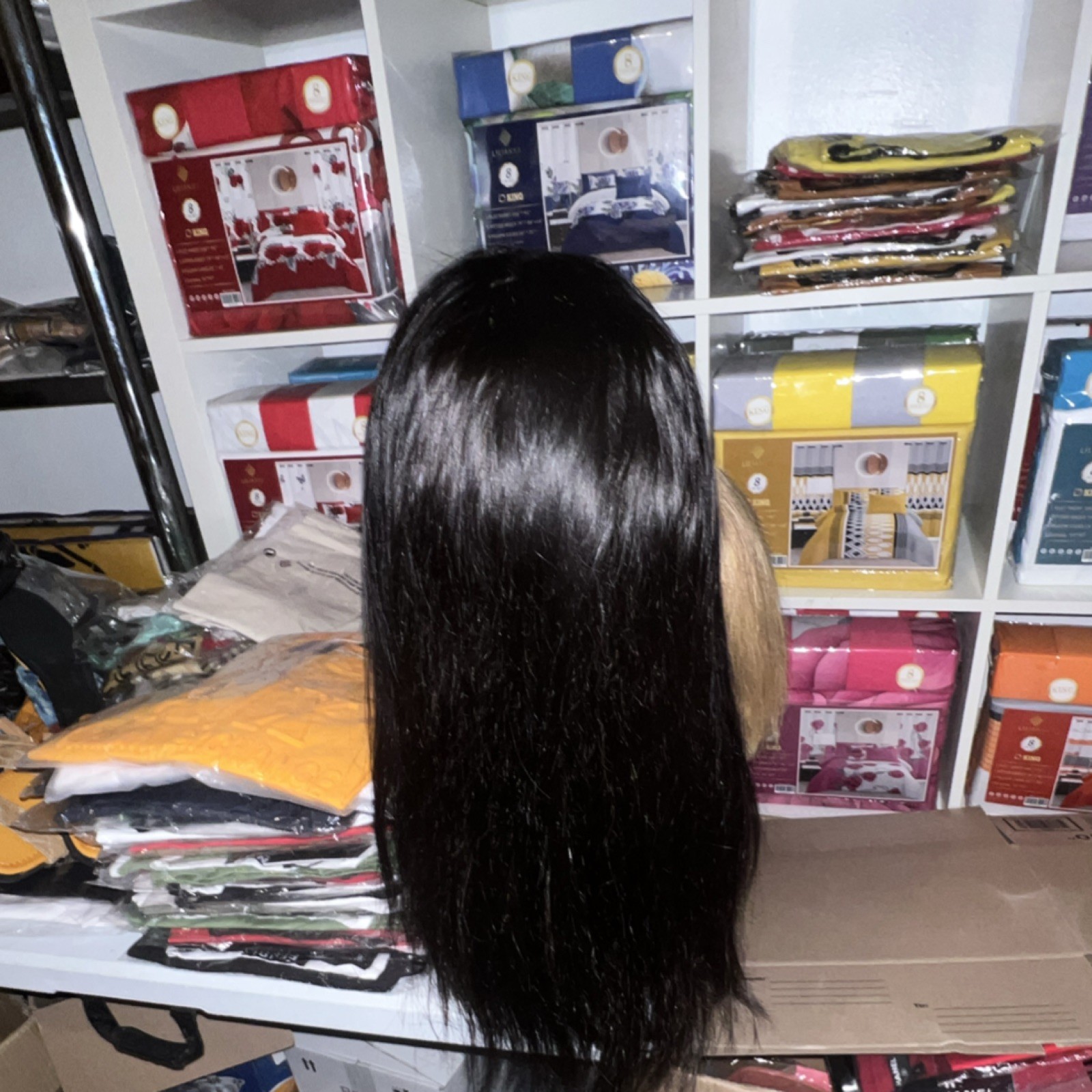 Straight Black Lace Front Wig Sew-In Free-Part for Women