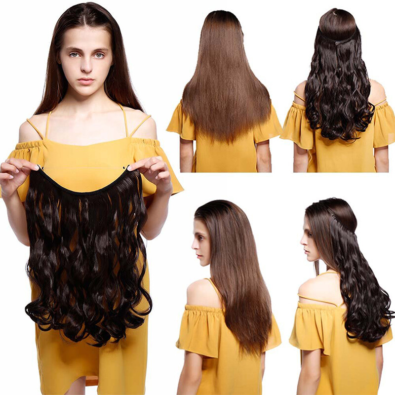 Hidden Secret Wire In Hair Extensions Invisible Head Band Natural Ring Hairpiece
