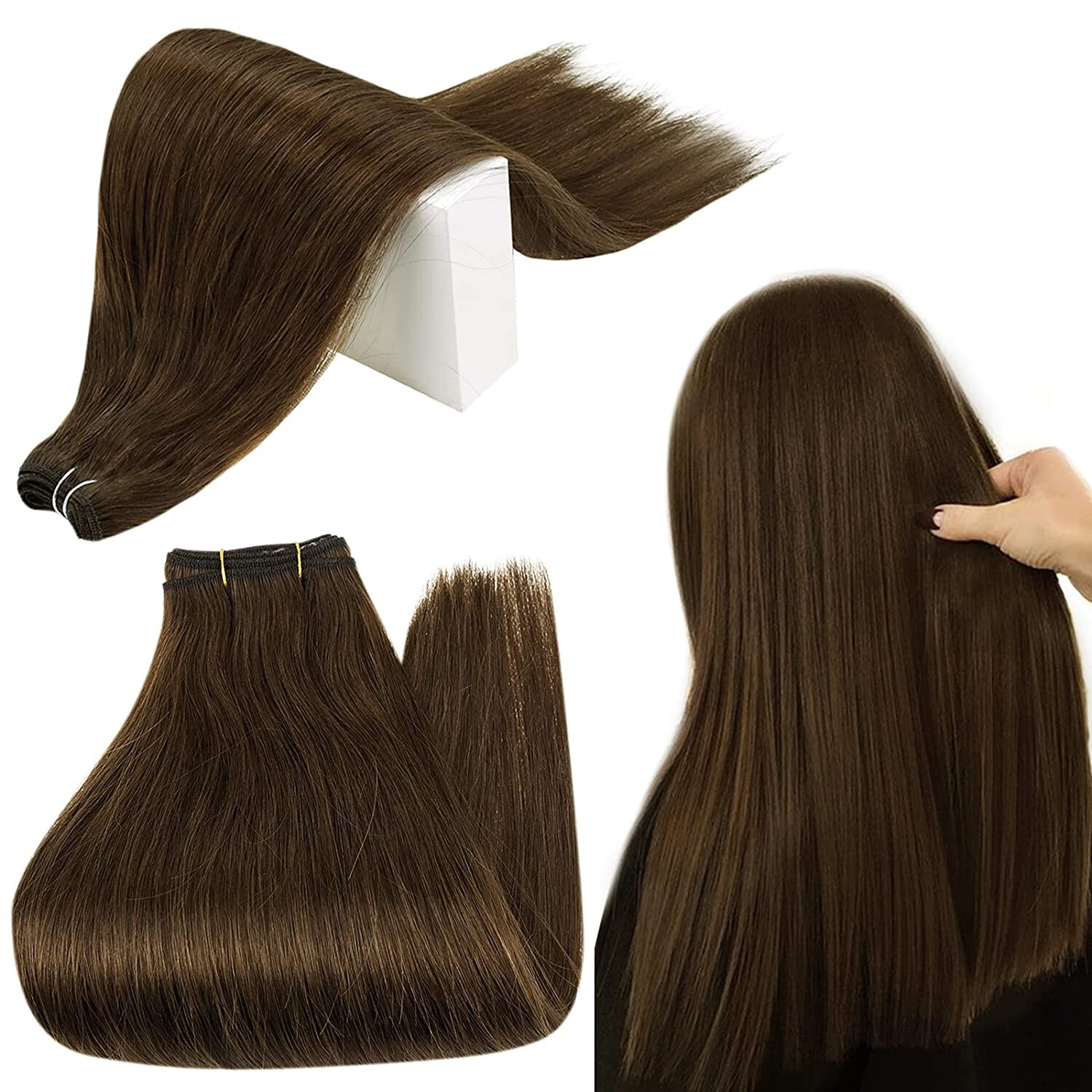 Sew in Weft Human Hair Extensions Double Weave Real Human Hair Bundles Straight