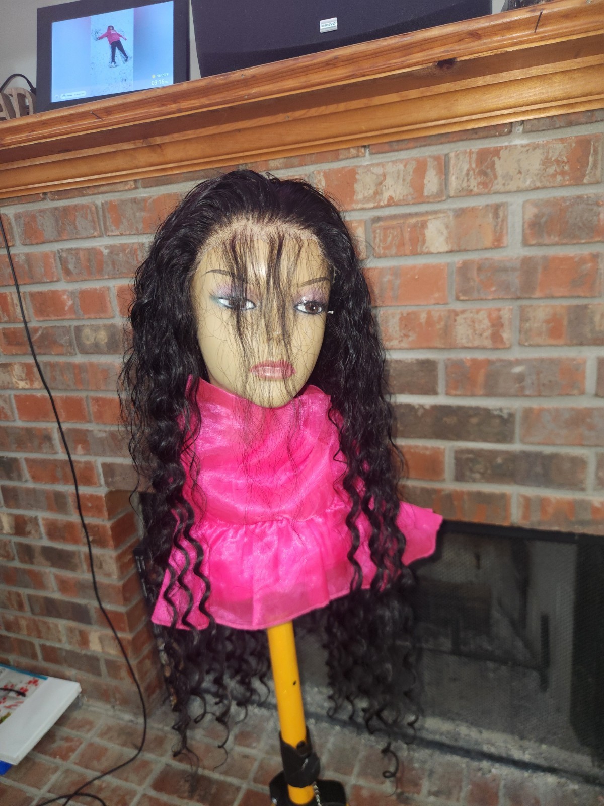 Human Hair Lace Front Wig Truly Glueless Long Curly Black Free-Part Women