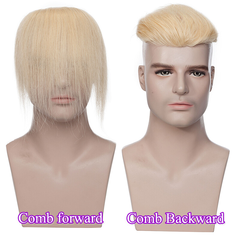 PU Skin Topper Men Toupee Human Hair Replacement System Forehead Hairline/Pieces