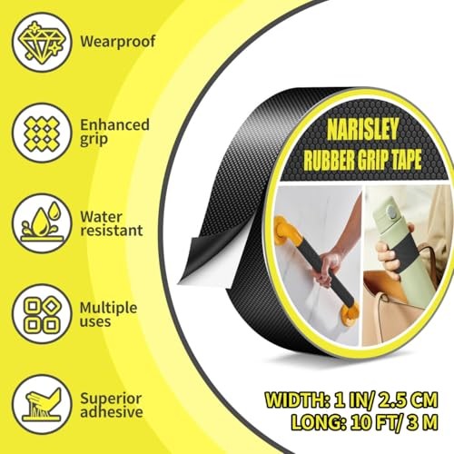 Rubber Grip Tape Ultra Strong Waterproof Anti Slip Tape 1In x 16.5Ft 1 Black