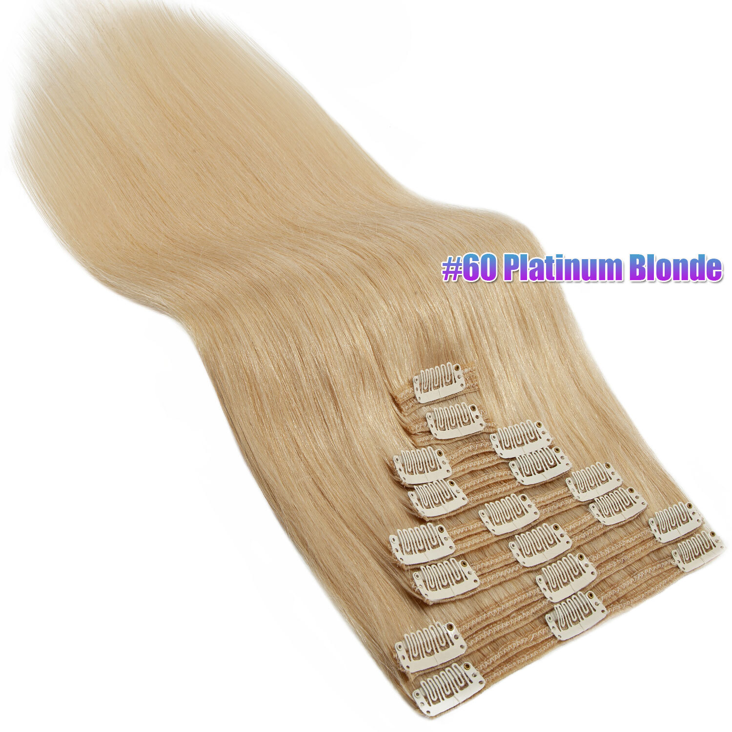 100% Real Soft Double Weft Clip In Remy Human Hair Extensions Full Head Thick US
