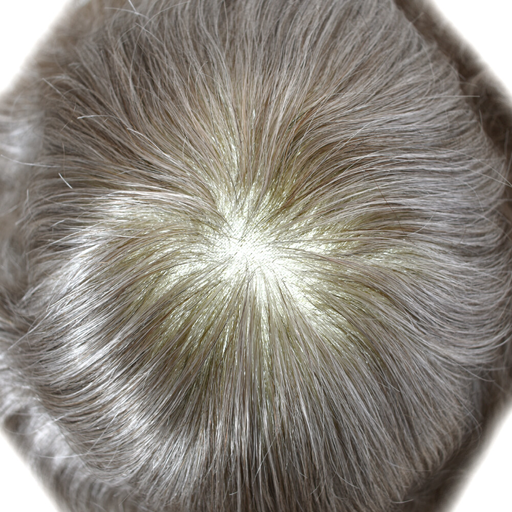 Mens Toupee Human Hair Piece Full Poly Thin Skin Men Hair Replacement Systems