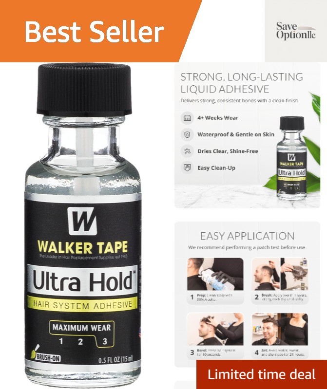 Ultra Hold Brush-On Adhesive 0.5 fl oz, Strong Waterproof Wig Glue for Lace S…