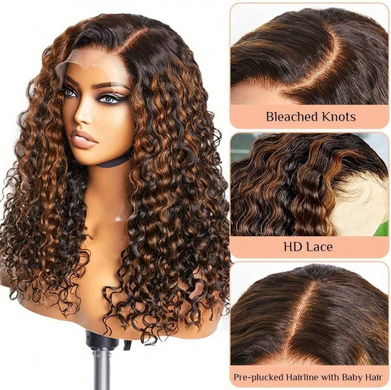 Brazilian 13×4 Water Wave Ombre 1B/30 Transparent Lace Wigs