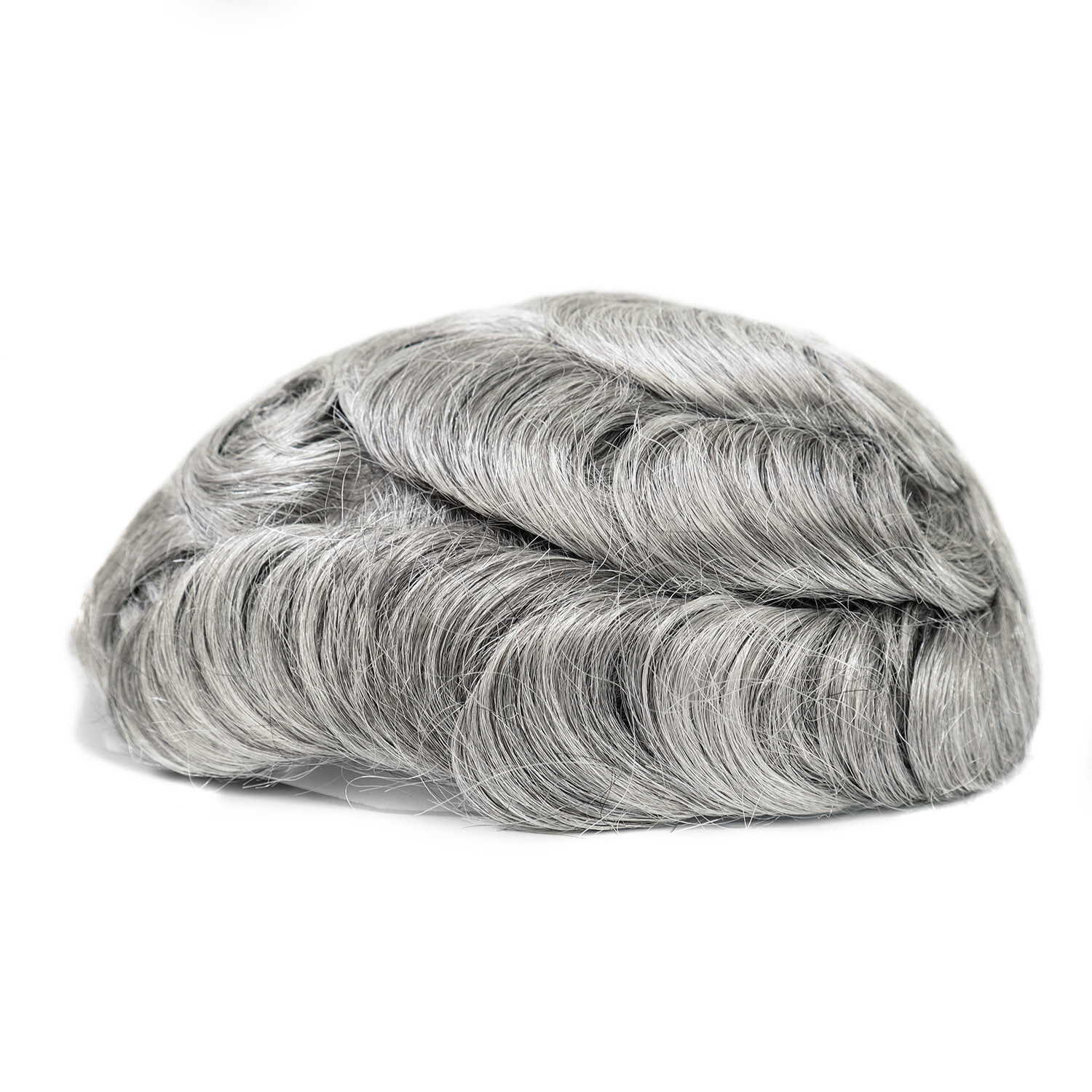 Mens Human Hair Replacement Systems Fine Mono Toupee Bond Grey Hairpieces #365