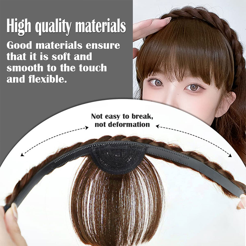 Headband with Bangs Hair Fringe Braid Hairband Chunky Hairpiece Christmas Gift