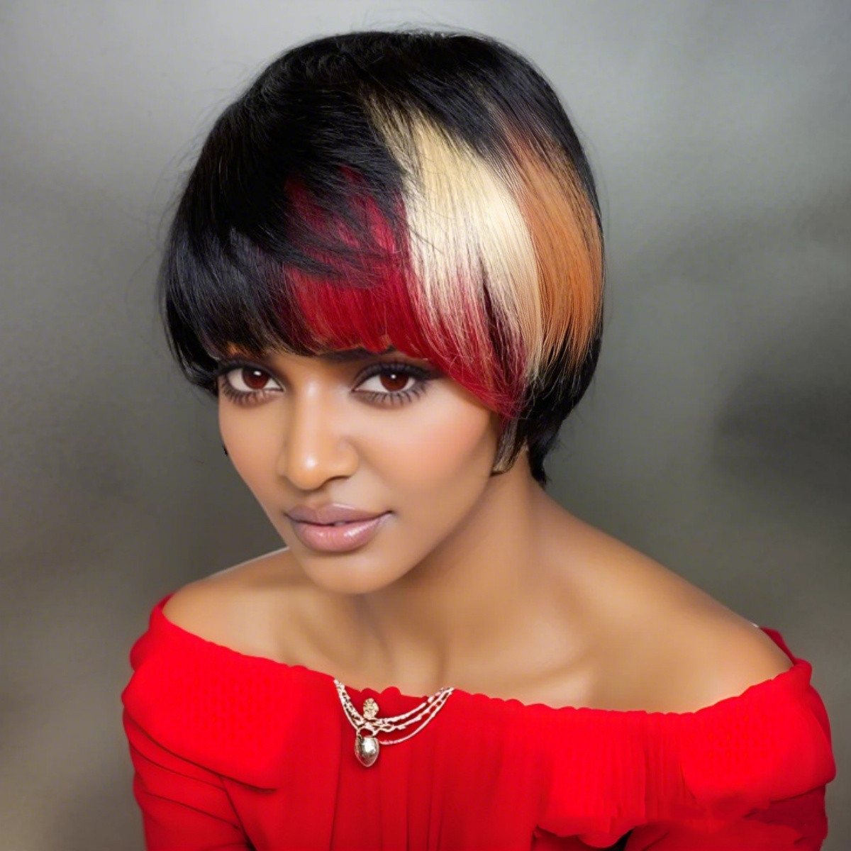 6inch Short Pixie Cut Human Hair Wigs for Women Vibrant Colorful Natural Look Li