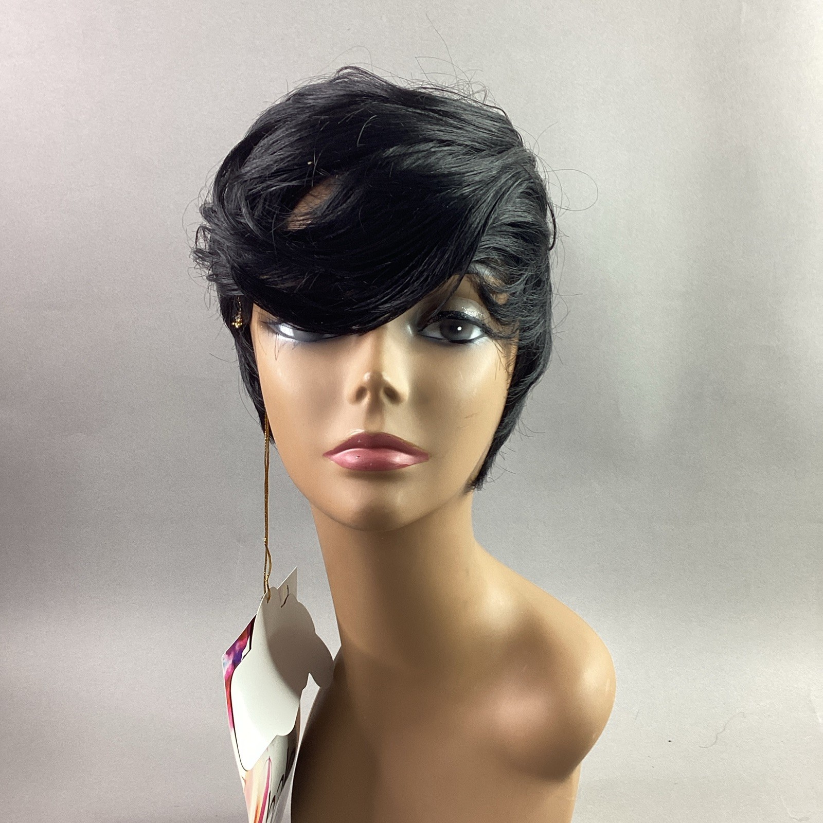 Halo Cutie Straight #1B Off Black Human Hair Blend Full Wig