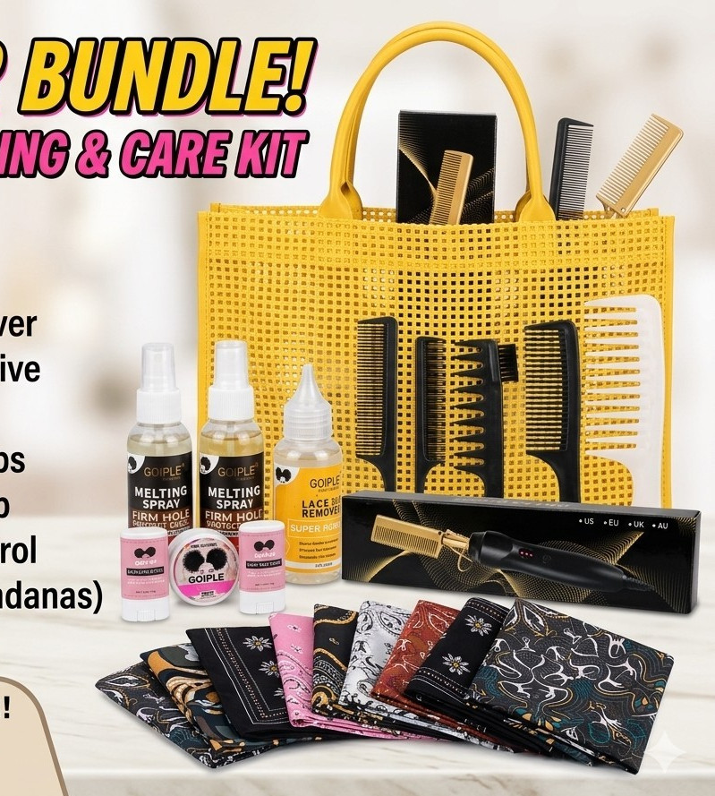 GOIPLE Complete Styling & Care Kit w/ Melting Spray, Wig Remover, Adhesive