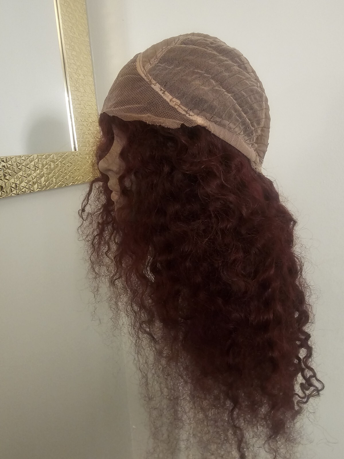 High Quality regular Top Reddish 24″ curly wavy 100% Virgin Human Hair Lace Wig