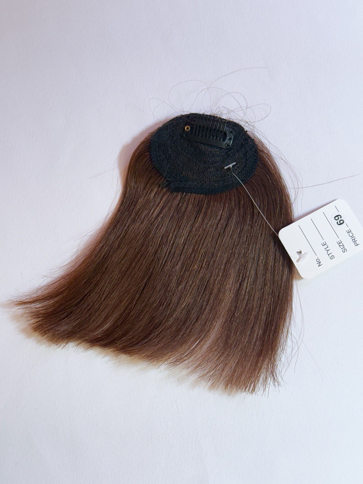 6” Human Hair Thick Bangs Clip In Brown Base 2.5”x1.5”