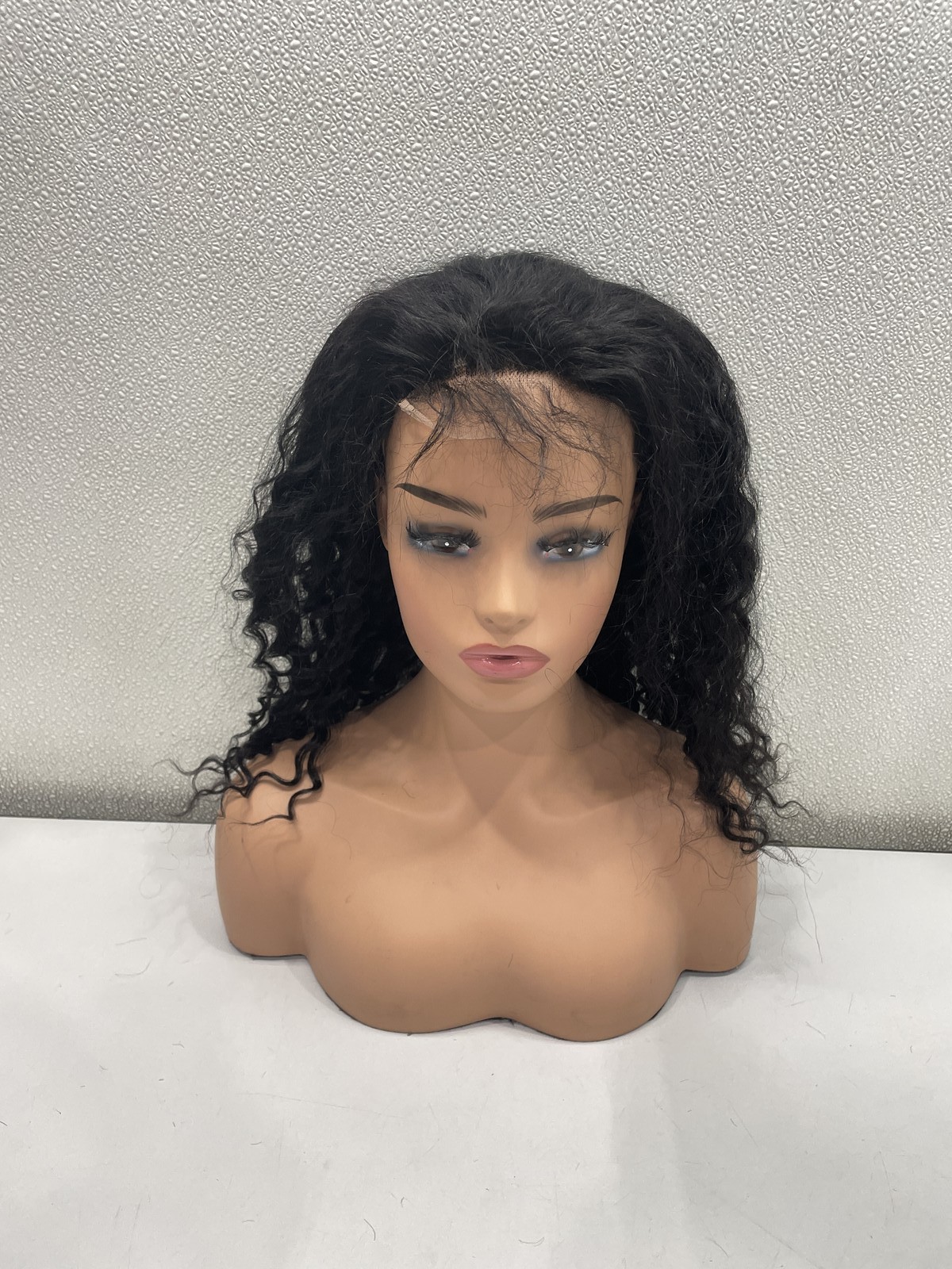 Firieya Natural Black Deep Wave Human Hair Blend Lace Front Wig, 18″