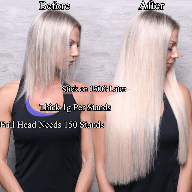 RUSSIAN Nano Ring Beans Loop Beads 1g Human Hair Extensions Full Head US 14″-24″