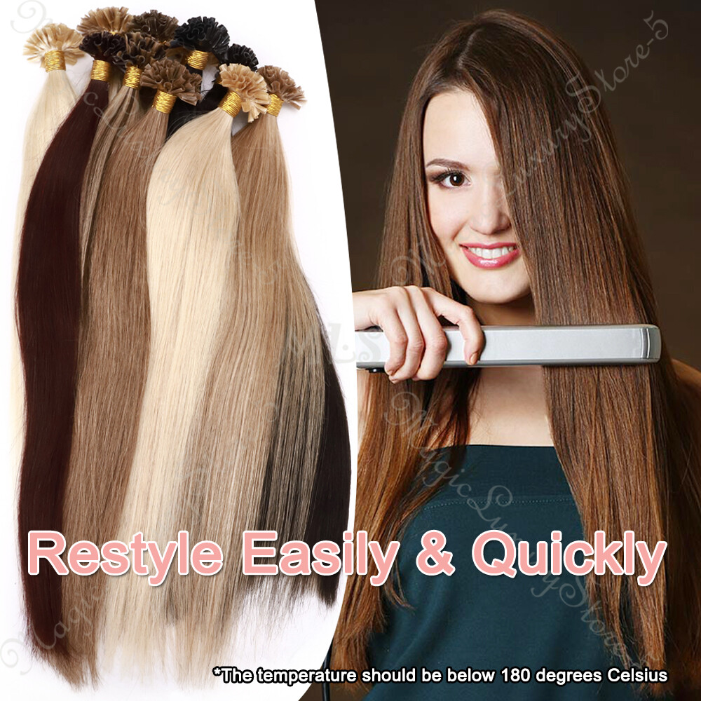CLEARANCE Human Hair Extensions Pre Bonded U-Tip Nail Keratin Remy Hair Thick 1G