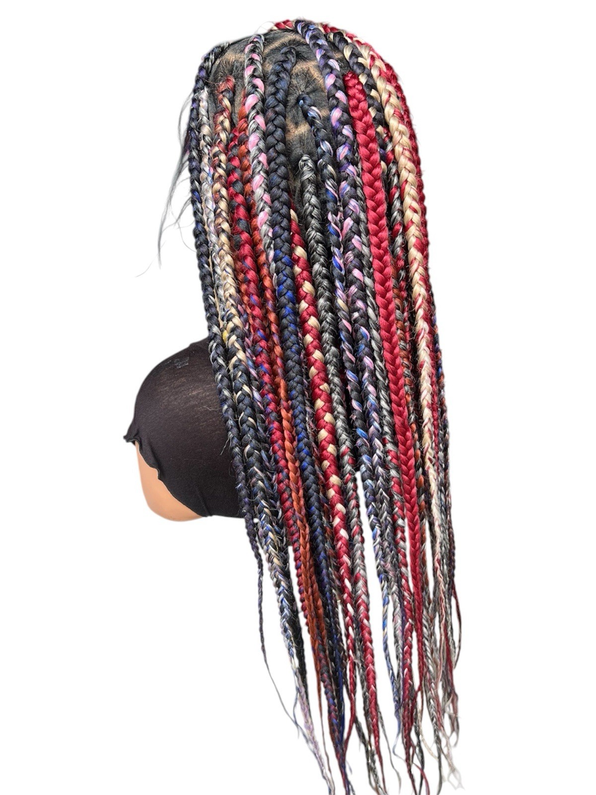 Women’s Braided Braid-In Wig Classic Cap One Size 31-40in Black Red Blue