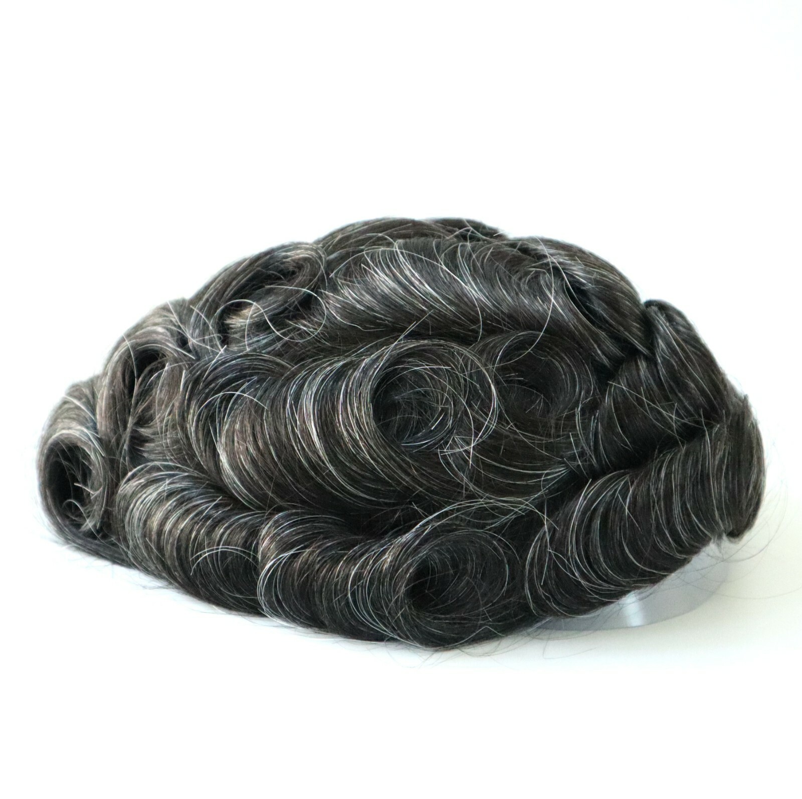 Mens Toupee Human Hair Replacement System Wigs Fine Mono Skin Hairpiece #1B20