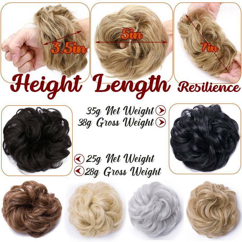 Real Natural Curly Messy Bun Hair Piece Scrunchie Hair Extensions as Human Blond