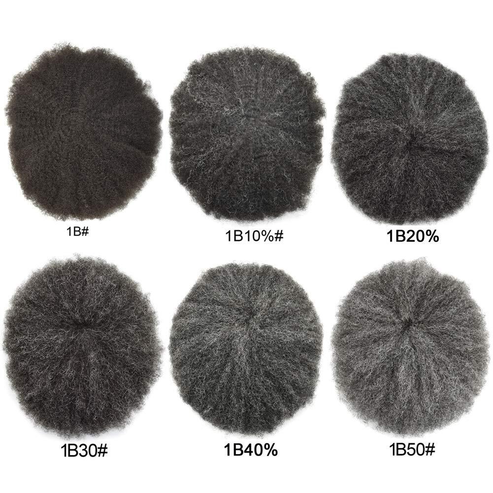 Afro Curl Mens Toupee Full Poly African American Hair System Replacement for Men