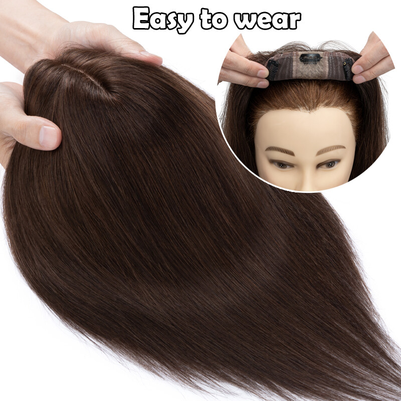Women Tooper/Clip In Remy Human Hair Silk Base Hairpiece Toupee Wig Highlight US