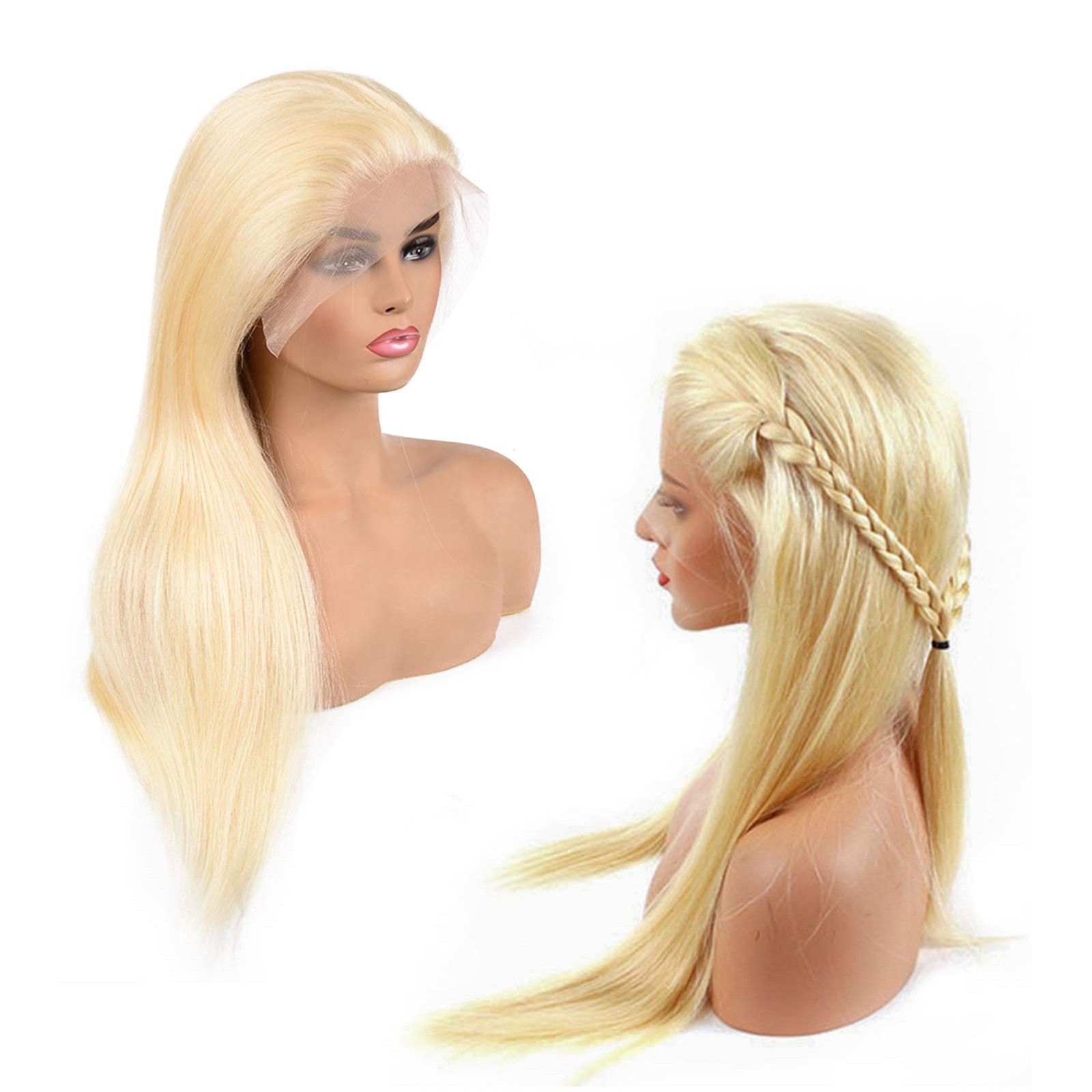 Blonde Lace Front Wig Human Hair Pre Plucked Bleached Hair Knots 13×6 Straigh…