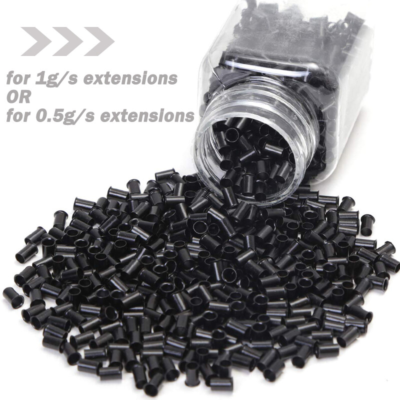 500PCS Silicone Micro I Tip Ring Beads 5/6mm for I Tip Hair Extensions Kits Tool