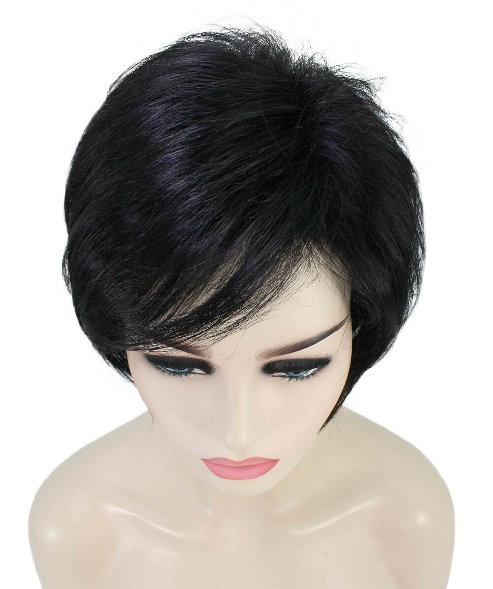 Ingrid – Srraight Kanekalon Synthetic Fiber Full Wig, 3.25 – 5.75 in, Black