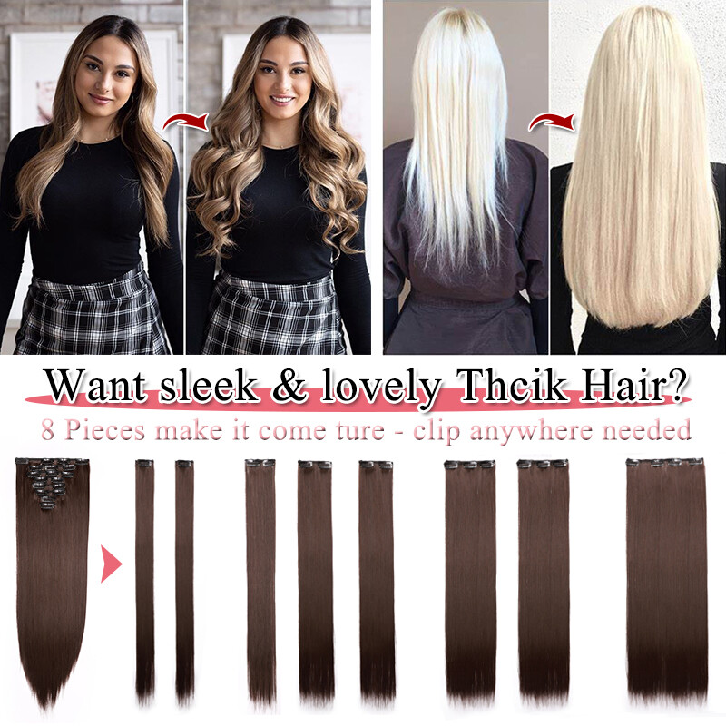 Mega Thick Clip In/On Real as Human Hair Extensions Full Head 8 Piece Ombre 140g
