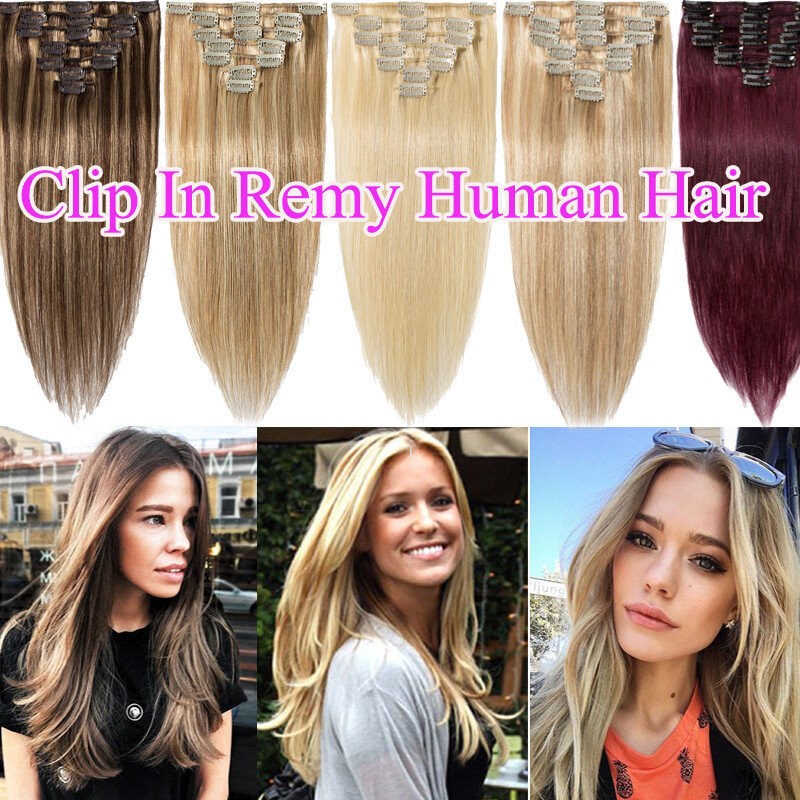 ✿ US Full Head Clip in Remy Human Hair Extensions ✿ 15-26 inch ON SALE MX173