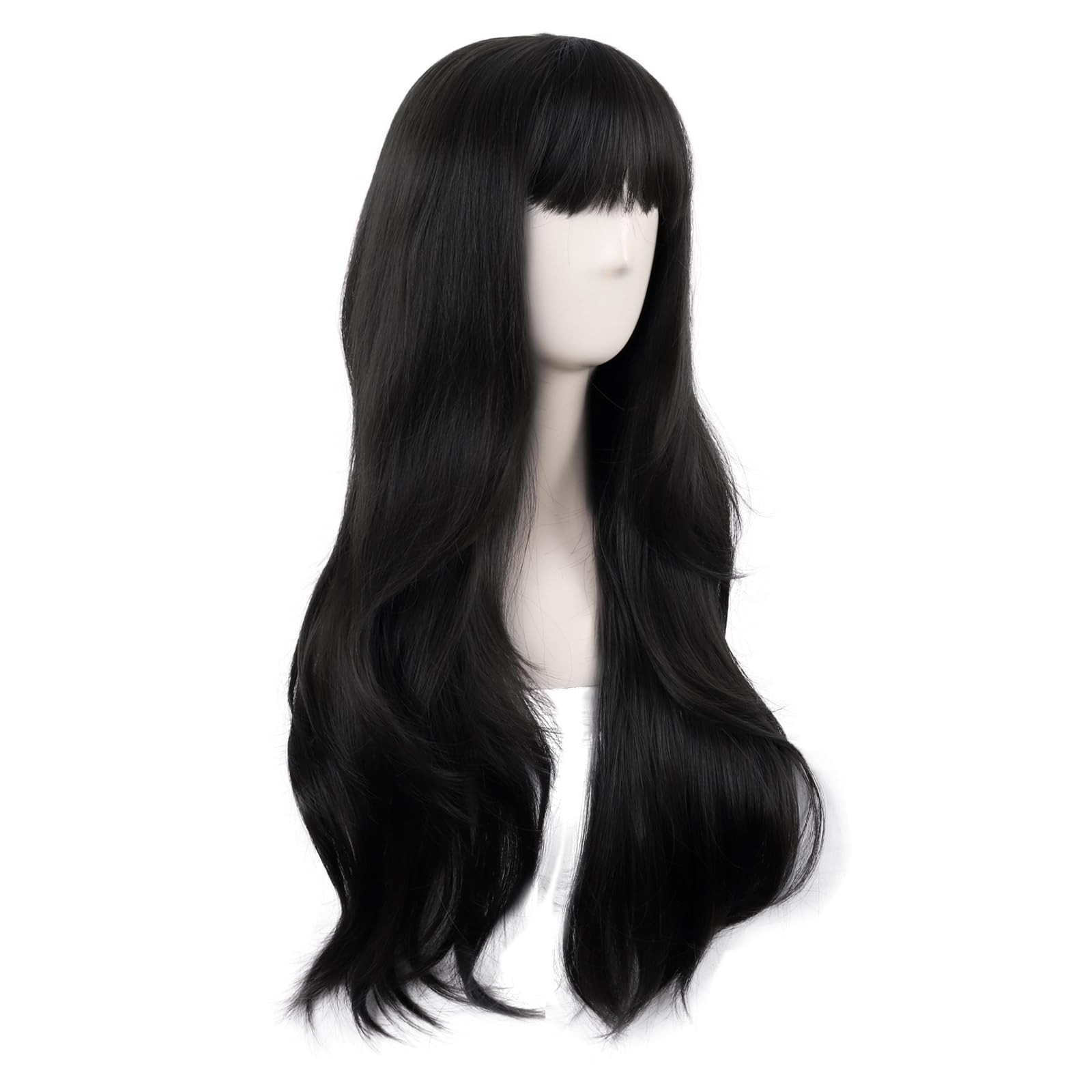 28 Inch/70 cm Long Curtain Bangs Synthetic Fiber Wavy Curly Heat Resistant Co…