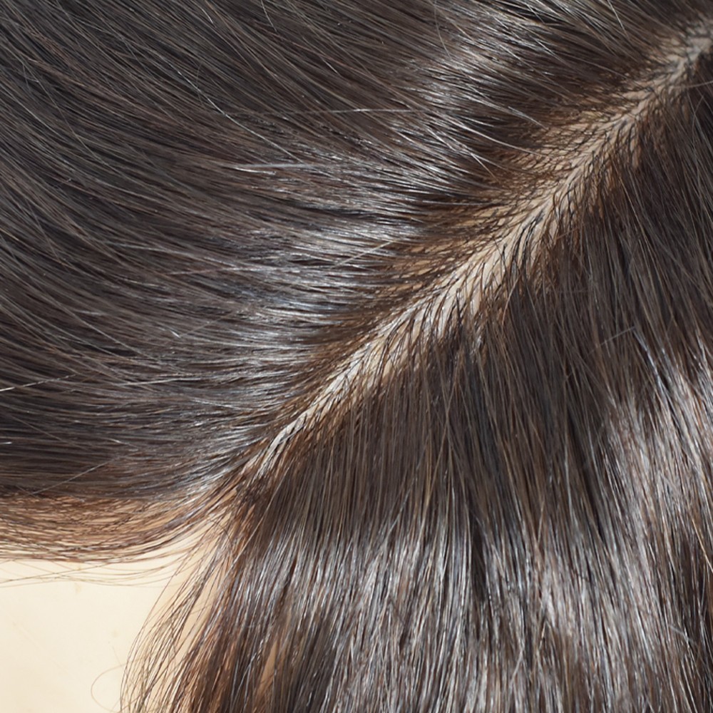 Full Poly Thin Skin Toupee Mens Hair Replacement System Human Hair PieceCustom