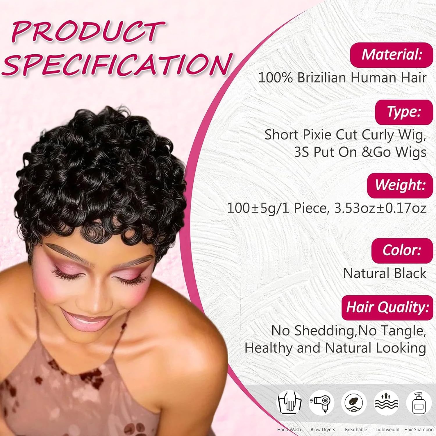 Black Women Short Curly Pixie Wigs Human Hair Stylish and Easy to Wear