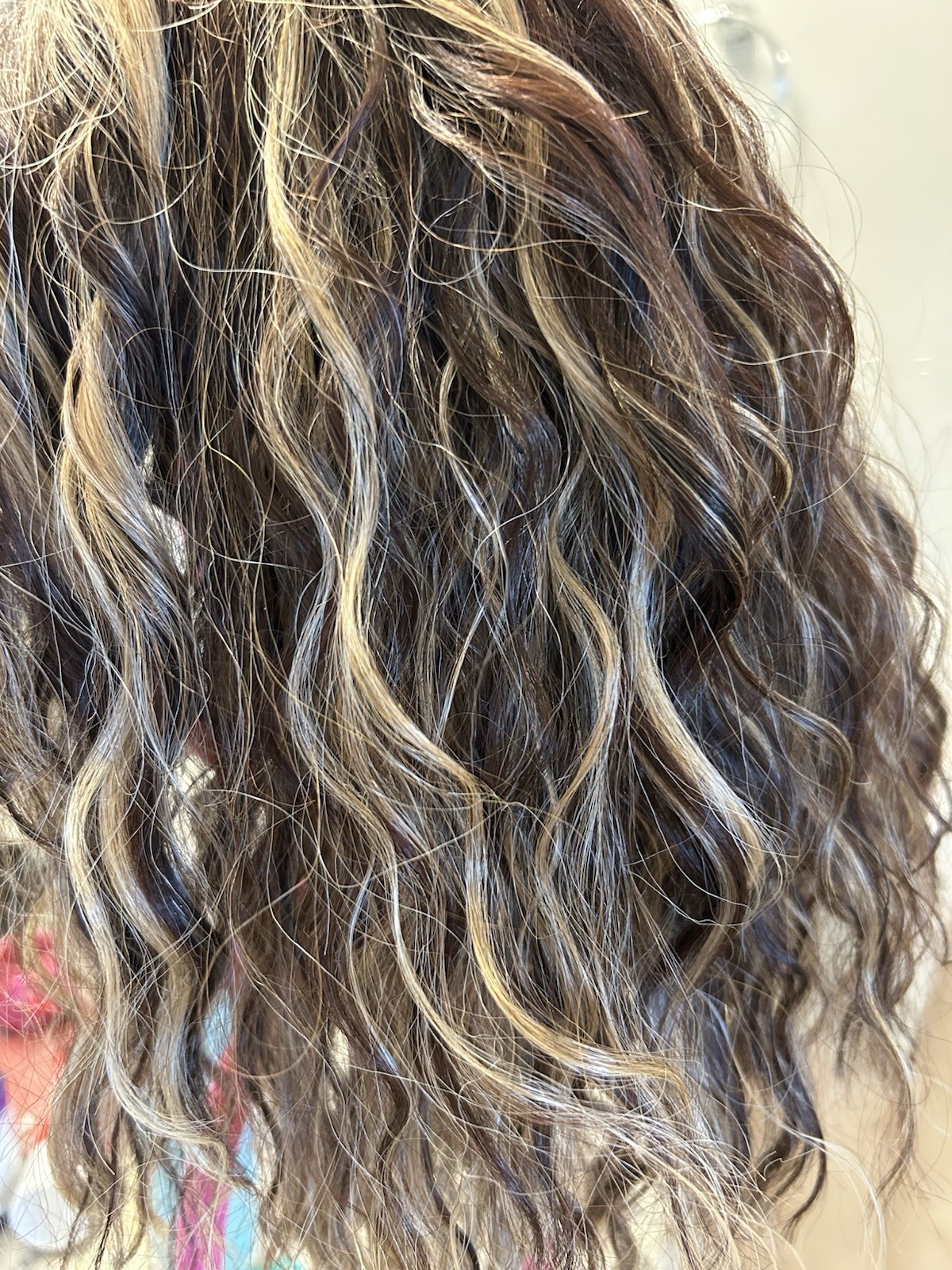 Wavy Wig Dark Brown Blond Highlighted Natural Style for Women Adult Wavy Texture
